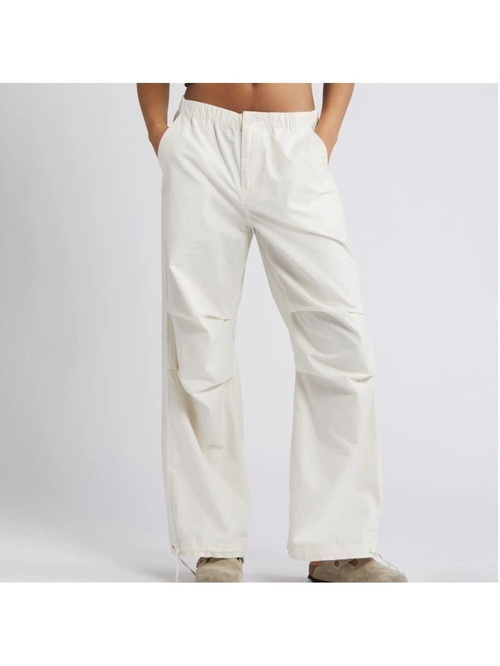 Cotton On Cargo Pants Women’s 2 Beige Cream Low Rise Pockets Y2k 90s
